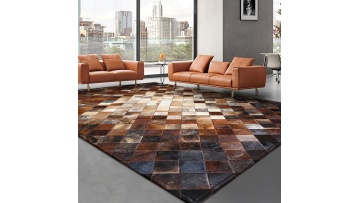 Brown Real cowhide patchwork leather area rug