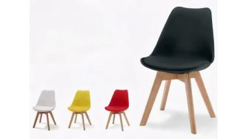 BR-24PC08 Pink PP Padded Dining Chair with Solid Wood Legs - Easy Assembly Design