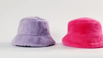  Solid Color Fur Bucket Cap 