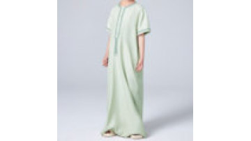 Big Sale on New Design Moroccan Short Sleeve Robe for Boys Summer Rayon Dubai Turkish Child Embroidery Button Thobe1