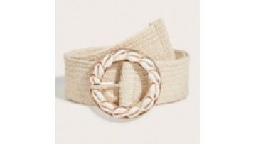 Summer Beach Conch Women's Skinny Raffia Belt Boho PP Straw Woven Elastic Stretch Rattan Waist Belt for Dresses1