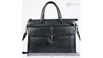 Crocodile Embossed Patchwork Leather Handbag