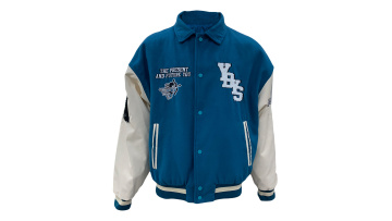 towel embroidery leather baseball jacket