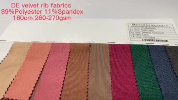 2022 wholesale Polyester Spandex Knitted De Velvet Double Side Fleece knitted rib Fabrics for clothing1