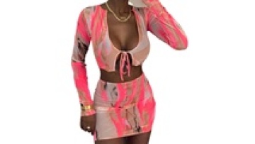 Sexy Dresses 2021 Tie Dye Chiffon Fabric Tops and Slim Skirts Two Piece Set Women Clothing Casual Dresses Bodycon Print Crop Top1