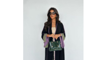 Factory Directly Sell Modest Apparel Patchwork Large Sleeve Open Abaya Full Length Abaya Muslim Dress1