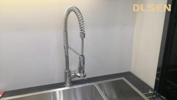 Contemporary Brass Brushed Nickel Pull Down Kitchen Mixer Tap with Spring Kitchen Sink Faucet Taps for Farm House1