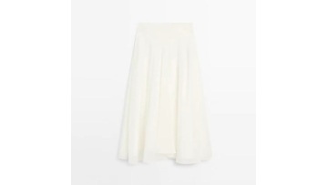 Women's simple and elegant low waist wide swing mid length skirt