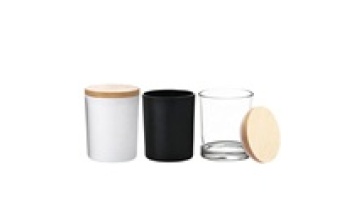 200ml Transparent Matte Black Frosted Empty Candle Glass Jar with Wood Lid1