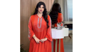 Fashion Belted Party Diamonds Long Dress Jalabiyat Ramadan Kuwaiti Women Abayas Long Sleeve V-Neck Elegant Islam Kaftan1