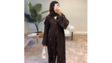 Luxury Ramadan Floral Embroidered Modest Cardigan for Muslim Women Elegant Dubai Abaya Dress with Hijab Islamic Travel Outfit1