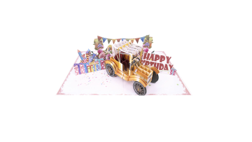 Luxury Vintage Car Pop Up Birthday Greeting Card