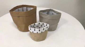 Waterproof washable kraft paper bag green plants flower pot with pvc inner1