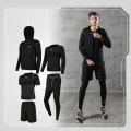 5pcs / set Men's Gym Workout Sports Suit Fitness Compression Clothes Running Jogging Sport Wear Exercise Workout Tights