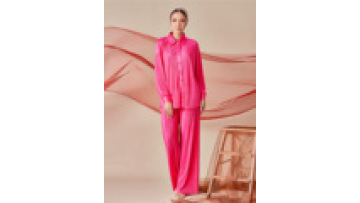 2026 EID Malaysia Modest 2 Piece Set Shirt Collar Casual Pleated Outfit Clothes Pants Sets for Women1