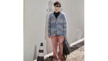 Navy Multi Striped Ombre Mohair Cardigan - Custom Men's Wholesale Knitwear1