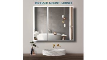 Bathroom cabinet with antifog mirror and led light