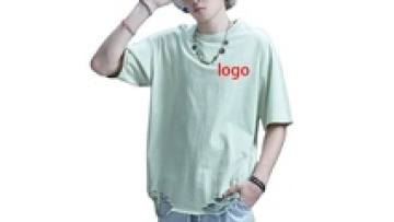 Men Fashion Clothing Cotton T-shirts Collar Rib Cut and Sew Over Size Round Neck T-shirt1
