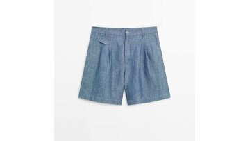 Women's pocket details cotton and linen shorts