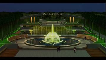round musical fountain simulation