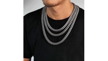 Chunky 10mm/12mm Silver Gold Plated Cuban Chain Necklace with CZ for Men - Hip Hop Style1