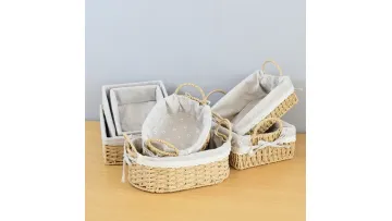 Portable Faux Rattan Woven Organizer Basket with Handles for Home Storage1