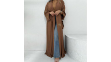 Wholesale Turkish Robe Islamic Clothing Open Abaya for Women Embroidered Beading Cardigan Daily Casual Clothing1