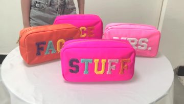 2022 Amazon Hot Small Cosmetic Bag Nylon Towel  Embroidery Letter Travel Cosmetic Pouch Makeup Tote Bag For Purse Daily1