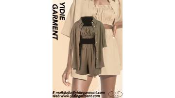 Women's Cotton Linen Set Casual Tracksuit Shorts