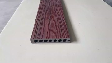 A sample display of an outdoor WPC floor with round holes