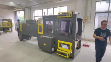 Auto in-line sleeve sealer & shrink tunenl to pack boxes with PE film