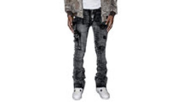High Quality Custom Stack Pants Acid Washed Distressed Ripped Black Skinny Boot Cut Flare Cargo Stacked Jeans Men1
