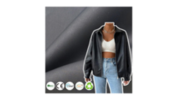 High Quality PU Coated Fabric 100%Polyester 340GSM Windproof Synthetic Faux Leather Fabric for Jacket Garment1