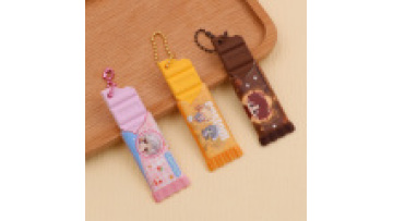 Custom Chocolate Charm Custom logo Resin Chocolate Keychains Custom logo 3D Resin Cartoon Keychain1