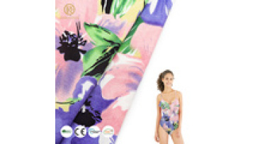 Hawaii Print Fabric Polyester Spandex Blend Stretch Palm Leaves Flower Printed Fabric for Dress1