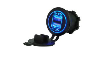 Dual USB power Charger Socket output 12v 4.8A Blue LED light1