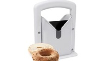 Kitchen Slicer Bread Slicing Gadget Universal Bagel Cutter Stainless Steel Bagel Guillotine Slicer with Safe Grip and Shield1