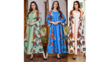 Drop Shipping Embroidery Abaya Printed Hot Diamond Beads for Muslim Ramadan New Design Abaya Frauen Muslimisches Kleid AB3451