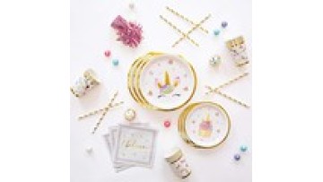 Hot Stamping Unicorn Birthday Party Tableware Set - 10pcs Disposable Party Supplies1