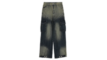 Vintage Acid Wash Custom High Waist Wide Leg Digital Print Denim Jeans Loose Men1