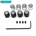 DSYCAR 5 Pcs/Set Car Styling Zinc Alloy Anti-theft Black White Logo Car Tire Valve Caps Wheel Tires Tire Stem Air Cap Airtight