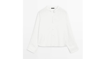 Women's retro vintage vintage style front seam design stand up collar shirt