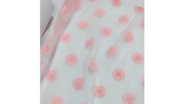 In stock pink embroidered tulle lace fabric dress embroidered fabric ruffle tulle fabric for dress1