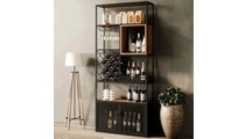 European Style Custom Free sample  iron work supermarket bar Wall Mounted Display wine rack storage Cabinet1