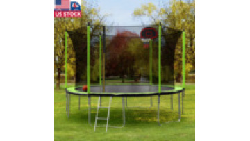 US local delivery colorful 12ft 366cm trampoline with basketball hoop and ladder1