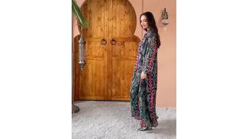 Embroidered Rhinestone Printed Jalabiya Dress (1)