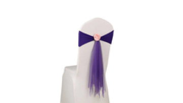 Lavender Pre-Tied Spandex Chair Sash with Flower1