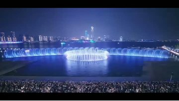 large floating music fountain