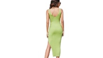 New Slim Sexy Knitted V-neck Sleeveless Summer Backless Midi Dress with Side Split1
