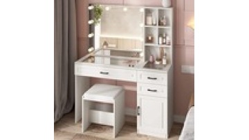 Bedroom Furniture Led Light Modern style  White Color Optional Storage Dresser Makeup Vanity Dressing Table With LED1